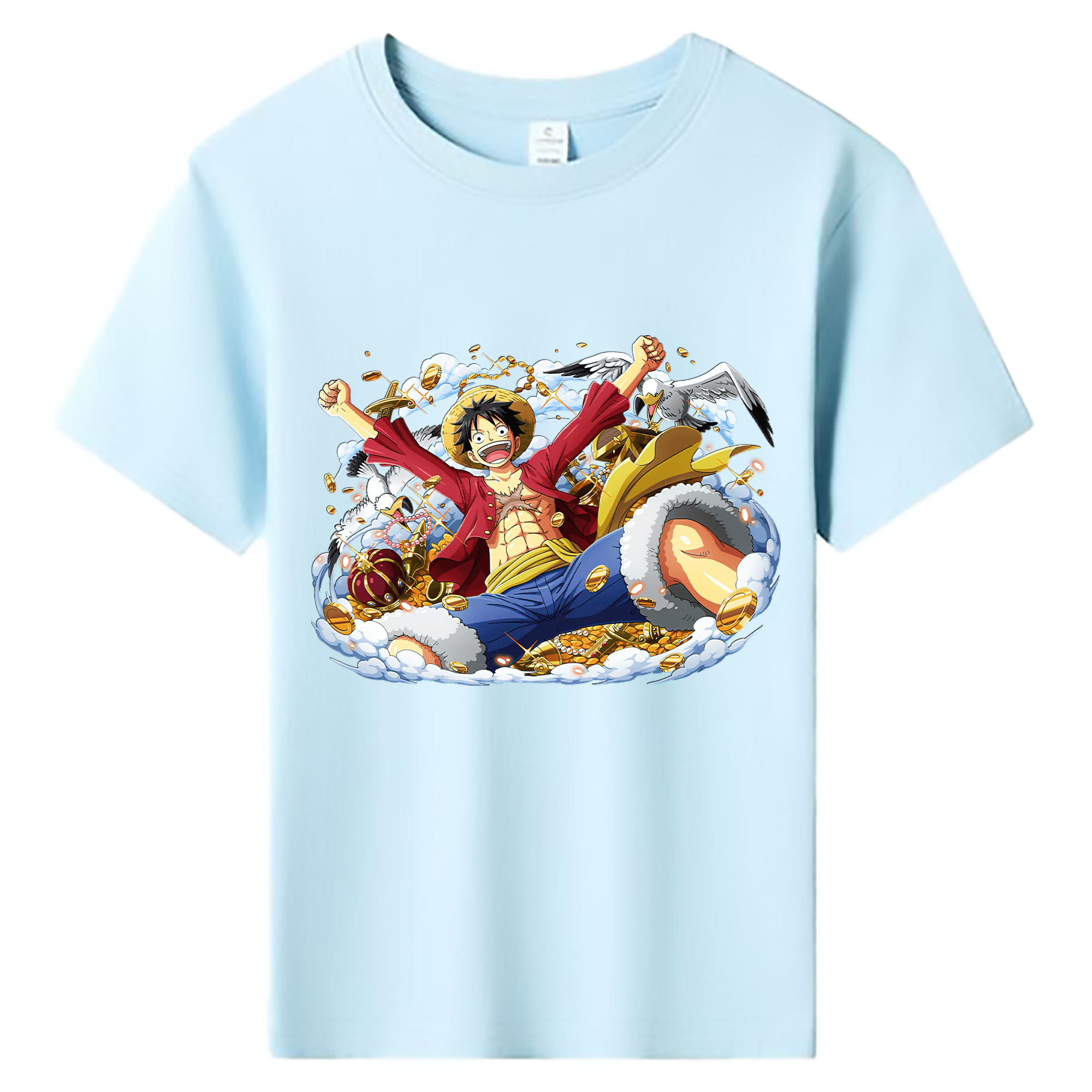 ワンピース モンキー・D・ルフィ ONE PIECE Monkey D. Luffy 綿100％キッズTシャツ（フロントプリント）